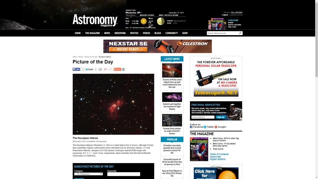 Astronomy Magazine Hourglass 2013