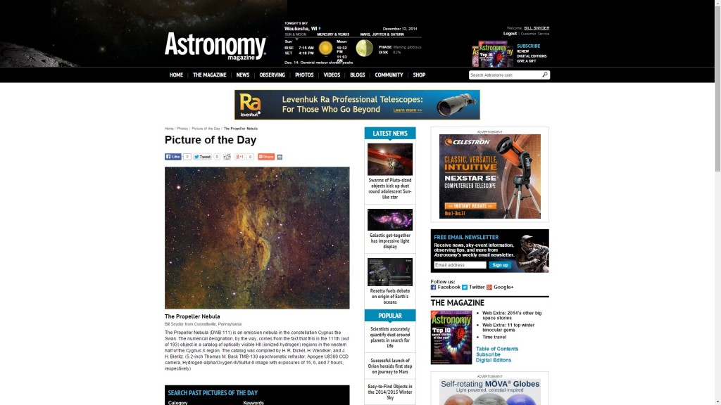 Astronomy Magazine Propeller 2013